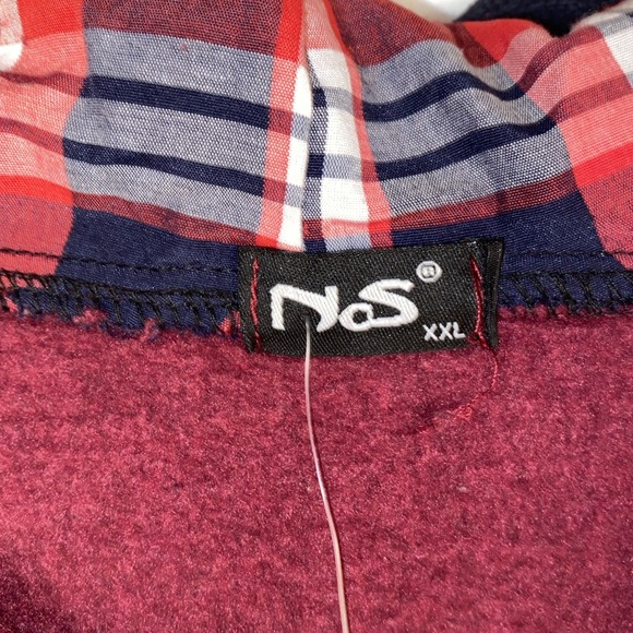 NOS Hoodie Womens XXL Burgundy Cotton Blend London England Plaid Lined Zip Up - Picture 7 of 9